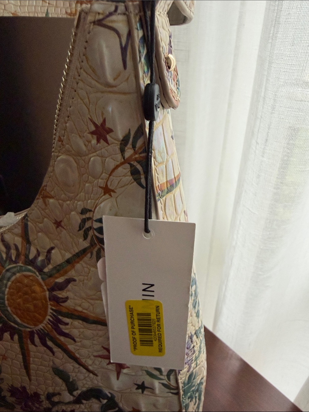Brahmin Cream Sun & Moon Print Shoulder Bag - Picture 3 of 6